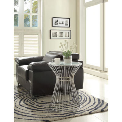 Homelegance Lila Round Glass Top End Table in Chrome