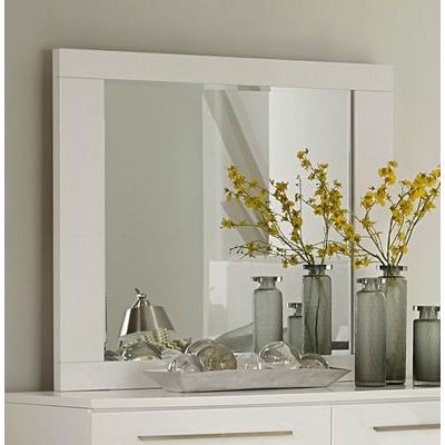 Homelegance Linnea Beveled Mirror In White High Gloss Finish