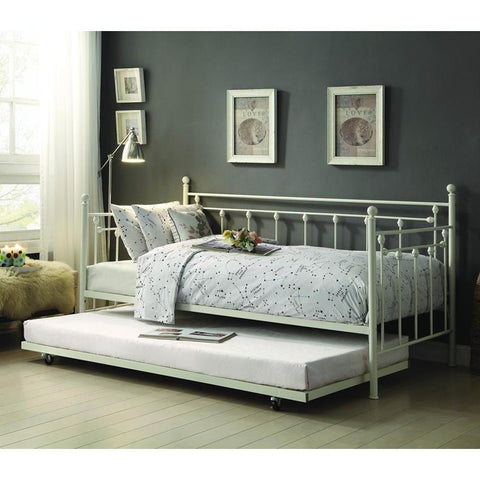 Homelegance Lorena Metal Daybed w/Trundle in White