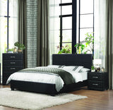 Homelegance Lorenzi 3 Piece Upholstered Platform Bedroom Set in Black Vinyl