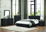 Homelegance Lorenzi 3 Piece Upholstered Platform Bedroom Set in Black Vinyl
