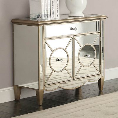 Homelegance Luciana Big Mirrored Cabinet In Champagne