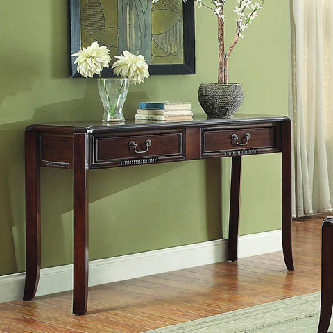 Homelegance Mackinaw Sofa Table w/Two Functional Drawers in Warm Cherry