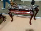 Homelegance Mariacarla Sofa Table In Marble Top Dark Cherry