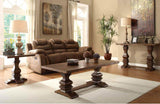 Homelegance Marie Louise Double Pedestal Cocktail Table in Rustic Brown