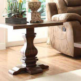 Homelegance Marie Louise 3 Piece Pedestal Coffee Table Set in Rustic Brown