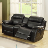 Homelegance Marille 2 Piece Reclining Living Room Set in Black Leather