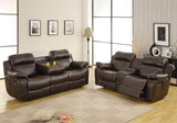 Homelegance Marille 2 Piece Reclining Living Room Set in Brown Leather