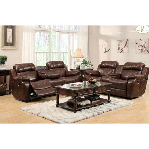 Homelegance Marille 5 Piece Reclining Living Room Set in Warm Brown