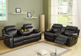 Homelegance Marille 4 Piece Reclining Living Room Set in Black Leather