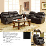 Homelegance Marille Double Reclining Sofa w/ Center Drop-Down Cup Holders in Black Leather