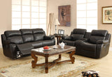 Homelegance Marille Double Reclining Sofa w/ Center Drop-Down Cup Holders in Black Leather