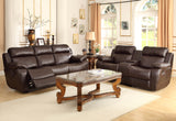 Homelegance Marille 2 Piece Reclining Living Room Set in Brown Leather