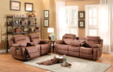Homelegance Marille Glider Recliner Love Seat With Console In Dark Brown Polyester