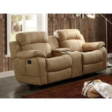 Homelegance Marille Glider Recliner Love Seat With Console In Taupe Polyester