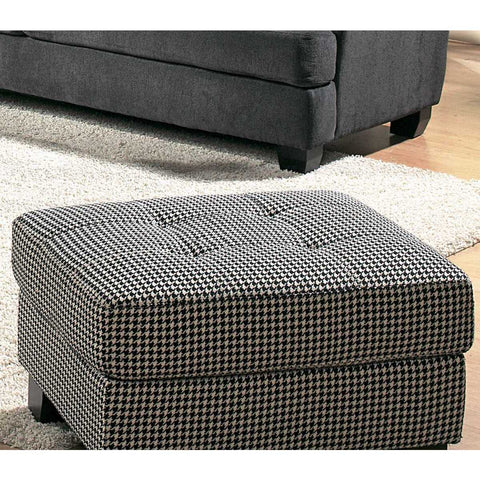 Homelegance Maya Chenille Ottoman in Black and White Houndstooth