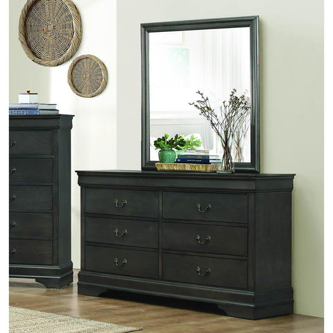 Homelegance Mayville 6 Drawer Dresser & Mirror in Stained Grey
