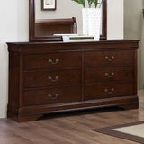 Homelegance Mayville 6 Drawer Dresser w/ Mirror in Brown Cherry