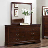 Homelegance Mayville 6 Drawer Dresser w/ Mirror in Brown Cherry