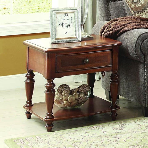 Homelegance Melbourne End Table w/Functional Drawer in Cherry