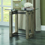 Homelegance Mesilla End Table w/Glass Top in Natural Wood