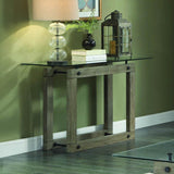 Homelegance Mesilla Sofa Table w/Glass Top in Natural Wood