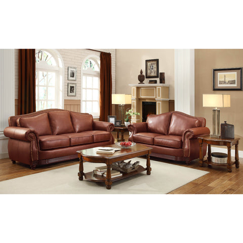 Homelegance Midwood 5 Piece Living Room Set in Dark Brown Leather