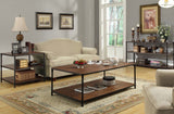 Homelegance Mikah End Table w/ Distressed Wood Top & Shelves