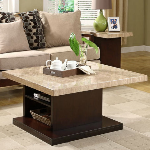 Homelegance Mooney Faux Marble Top Cocktail Table w/ Espresso Base