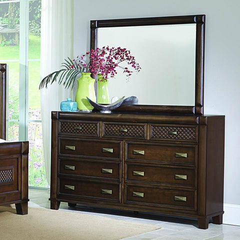 Homelegance Nealon 7 Drawer Dresser & Mirror in Warm Cherry