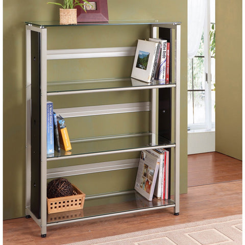 Homelegance Network 29 Inch Metal Bookcase w/ Glass Shelves
