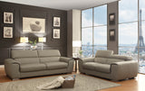 Homelegance Noemi 2 Piece Living Room Set in Light Grey Top Grain Leather & Split Leather