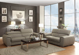 Homelegance Noemi Sofa in Light Grey Top Grain Leather & Split Leather