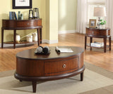 Homelegance Ocala 1 Drawer Oval Cocktail Table in Rich Cherry