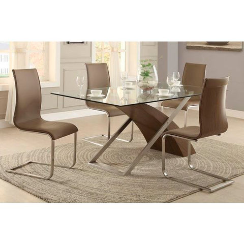 Homelegance Odeon Dining Table In Wood, Stainless Steel And Glass