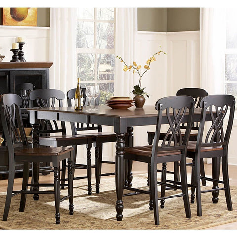 Homelegance Ohana 5 Piece Counter Height Dining Room Set in Black/ Cherry