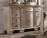 Homelegance Orleans II Dresser With Rubber Wood Top In Antique White Washed + Driftwood Top