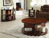 Homelegance Orlin Round Cocktail Table w/ Casters in Zebrano