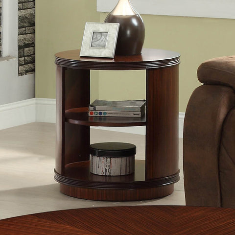 Homelegance Orlin Round End Table in Zebrano