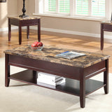 Homelegance Orton Faux Marble Top Cocktail Table in Rich Cherry