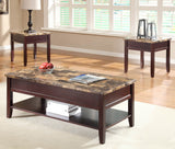 Homelegance Orton Faux Marble Top End Table in Rich Cherry