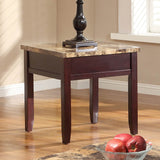 Homelegance Orton 3 Piece Faux Marble Top Coffee Table Set in Rich Cherry