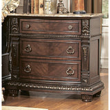 Homelegance Palace 34 Inch Nightstand w/ Marble Top in Brown Cherry