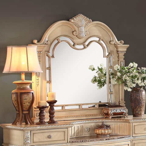 Homelegance Palace II Arched Mirror in Antique White