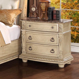 Homelegance Palace II Marble Top Nightstand in Antique White