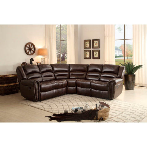 Homelegance Palmyra Sofa Set With Corner Seat In Dark Brown Bonded Leather Match