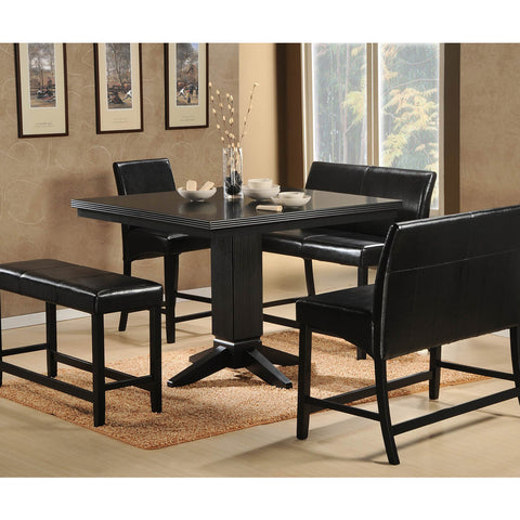 Homelegance Papario 5 Piece Counter Dining Room Set in Black w/ Bench