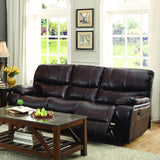 Homelegance Pecos 3 Piece Power Double Reclining Living Room Set in Brown Leather Gel Match