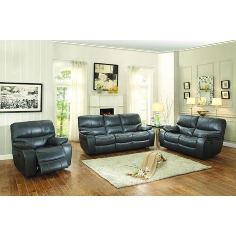 Homelegance Pecos 3 Piece Power Double Reclining Living Room Set in Grey Leather Gel Match