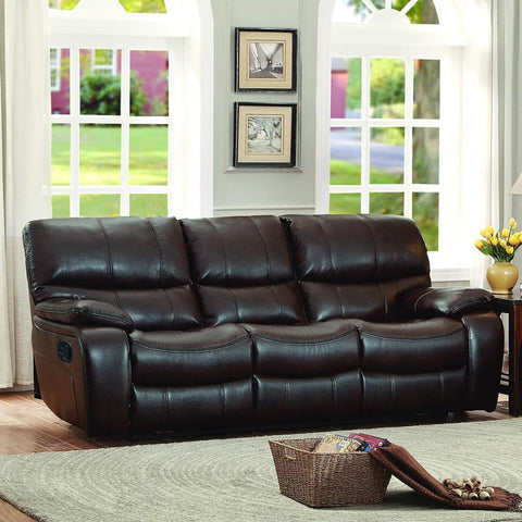 Homelegance Pecos Double Reclining Sofa in Brown Leather Gel Match